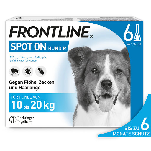 FRONTLINE SPOT-ON gegen Zecken, Flöhe und Haarlinge für Hunde M (10-20 kg)