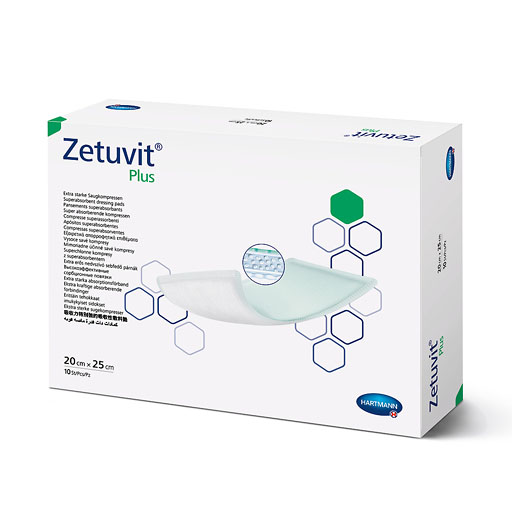 ZETUVIT Plus extrastarke Saugkompr.steril 20x25 cm