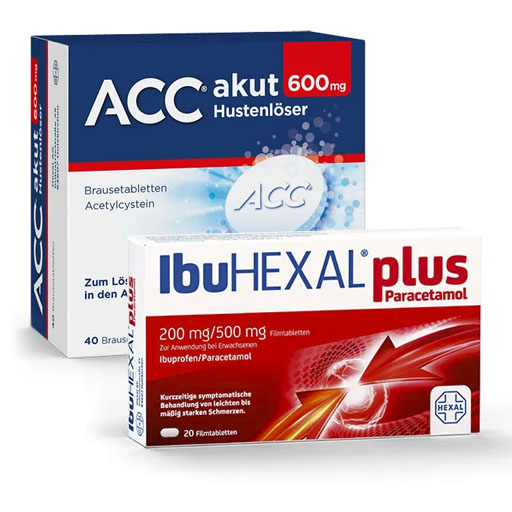 SparSet: ACC akut 600 Brausetabletten 40 St + IBUHEXAL plus Paracetamol 20 St*