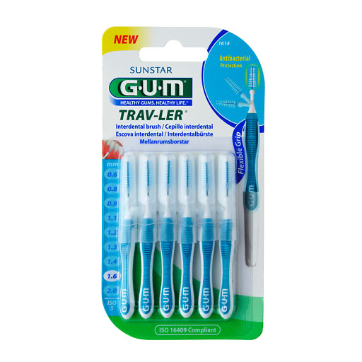 GUM TRAV-LER 1,6mm Tanne blau Interdental+6Kappen