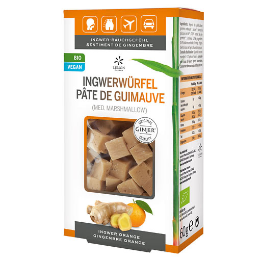 INGWER GINJER Ingwerwürfel Orange