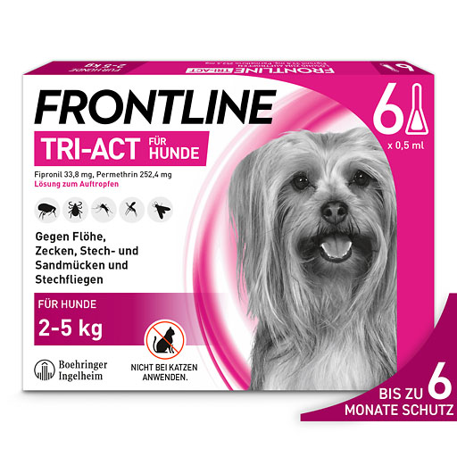 FRONTLINE TRI-ACT gegen Zecken, Flöhe und fliegende Insekten für Hunde XS (2-5 kg)