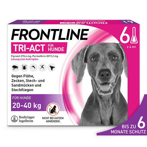 FRONTLINE TRI-ACT gegen Zecken, Flöhe und fliegende Insekten für Hunde L (20-40 kg)