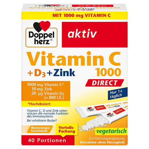 DOPPELHERZ Vitamin C 1000+D3+Zink DIRECT Pellets