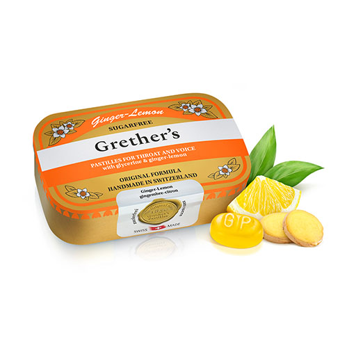 GRETHERS Ginger Lemon zuckerfrei Pastillen Dose